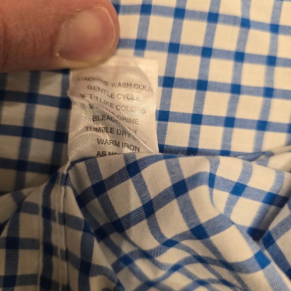 Johnnie-O Mens Blue White Gingham Check Long Sleeve Button Down Shirt Large L‎ - Picture 5 of 6